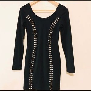 black studded mini dress